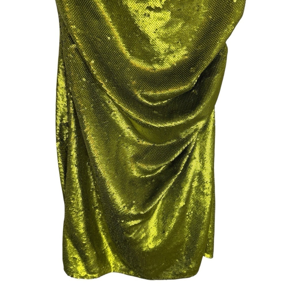 Gauge81 Almora Sequin Mini Dress Lime Green Sz 36 S Ruched Designer Party - Picture 11 of 13